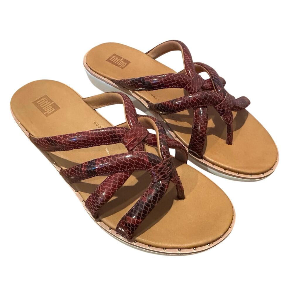 FitFlop Barely Dotted Snake Comfort Sandals Women’s 7 Red Ergonomic NWT